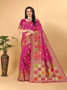Pionex Pink Woven Design Pure Silk Handloom Patola Saree
