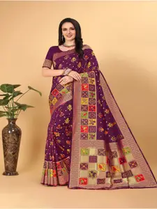 Pionex Purple Woven Design Pure Silk Handloom Patola Saree