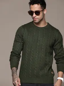 Roadster Men Cable Knit Pullover