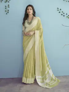 Stylefables Green Pure Linen Saree