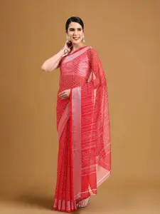 Stylefables Red Poly Chiffon Saree