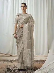 Stylefables Grey Pure Linen Saree
