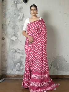 Stylefables Pink Pure Cotton Saree