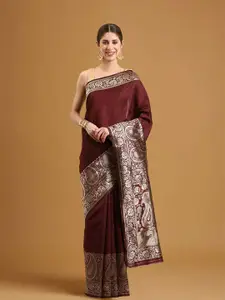 Stylefables Maroon Silk Blend Saree