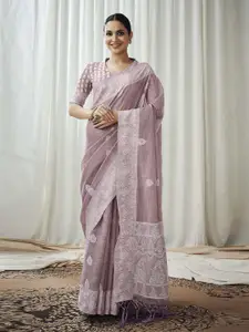 Stylefables Pink Pure Linen Saree