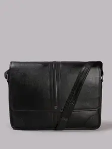Tortoise Unisex Black Leather Laptop Bag