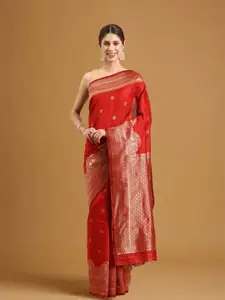 Stylefables Red Silk Blend Saree