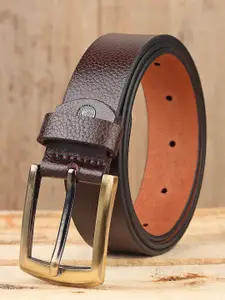 HENEDA Men Brown Textured Leather Formal Belt