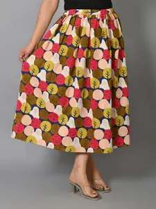 BAESD Floral Printed Flared Midi Skirt