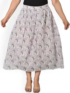 BAESD Printed Cotton Flared Midi Skirt