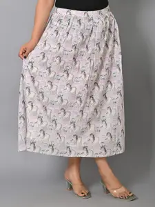 BAESD Printed Flared Midi Skirt