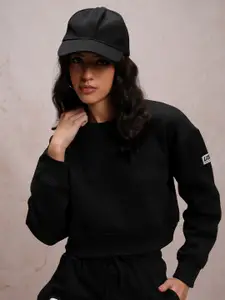 Tokyo Talkies Round Neck Relaxed Fit Crop Pullover Sweatshirt