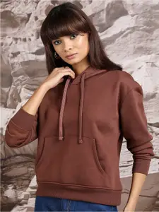 Tokyo Talkies Drop Shoulder Sleeves Relaxed Fit Hooded Pullover Sweatshirt