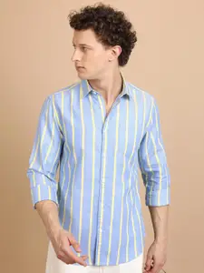 HIGHLANDER Slim Fit Striped Spread Collar Casual Shirt