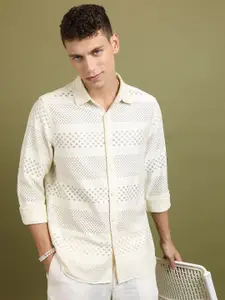 HIGHLANDER Relaxed Fit Self Design Casual Shirt