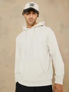 Styli Men Cream-Coloured Hooded Sweatshirt