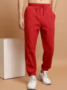 HIGHLANDER Men Red Straight Fit Joggers Trousers