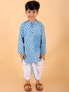 BAESD Infant Boys Ethnic Motifs Printed Pure Cotton Kurta with Dhoti Pants