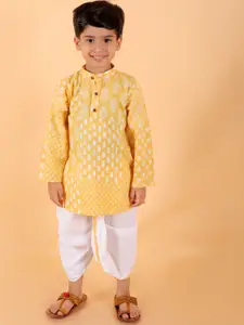 BAESD Infant Boys Ethnic Motifs Printed Pure Cotton Kurta with Dhoti Pants
