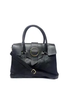 CHRONICLE Black Textured Structured Satchel