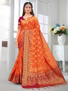 TIEXA Ethnic Motifs Woven Design Zari Pure Silk Banarasi Saree