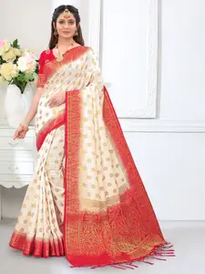 TIEXA Ethnic Motifs Woven Design Zari Pure Silk Banarasi Saree