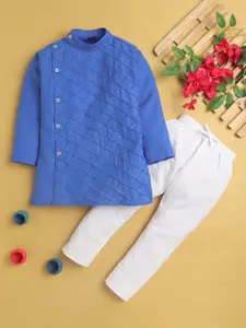 Jeetethnics Boys Pintucks Detail Cotton Silk Angrakha Kurta With Pyjama