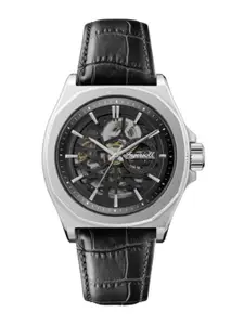 Ingersoll Men Black Skeleton Dial & Black Leather Straps Analogue Automatic Motion Powered Watch I09302B