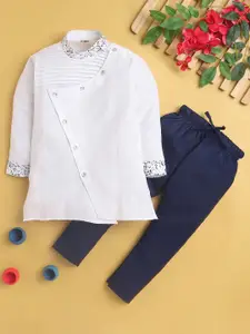 Jeetethnics Boys Mandarin Collar Cotton & Silk Angrakha Kurta with Pyjamas