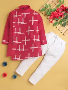 Jeetethnics Boys Printed Regular Band Collar Kurta With Pyjamas