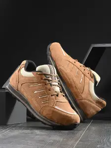 AIRBELL Men Brown Leather Running Non-Marking Shoes
