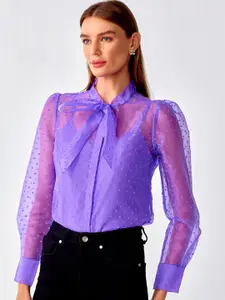 COVER STORY Purple Shirt Style Top