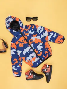 YU by Pantaloons Boys Camouflage Printed Hooded Bomber Jacket