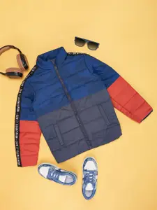 YU by Pantaloons Boys Colourblocked Mock Collar Puffer Jacket