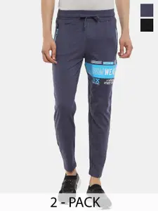V-Mart Men Pack of 2 Printed Cotton Mid-Rise Track Pants