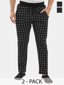 V-Mart Men Pack Of 2 Printed Cotton Checked Track Pants