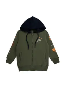 Gini and Jony Boys Printed Hooded Cotton Tailored Jacket