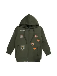 Gini and Jony Boys Graphic Printed Hooded Cotton Tailored Jacket