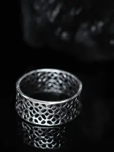 VIRAASI Men Silver Plated Adjustable Band Finger Ring