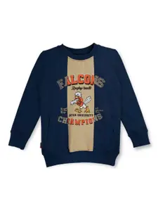 Gini and Jony Boys Typography Printed Fleece Pullover Sweatshirt