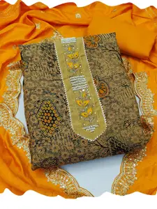 MANVAA Ethnic Motifs Beads & Stones Pure Cotton Unstitched Dress Material