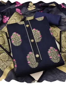MANVAA Floral Woven Design Banarasi Unstitched Dress Material