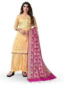 MANVAA Beige Embroidered Unstitched Dress Material