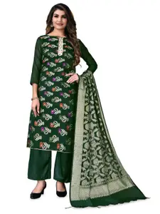 MANVAA Ethnic Motif Woven Design Banarasi Jacquard Unstitched Dress Material