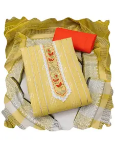 MANVAA Striped Embellished Gotta Patti Unstitched Dress Material