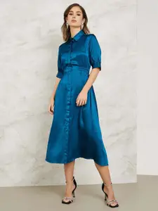 Styli Blue Shirt Midi Dress