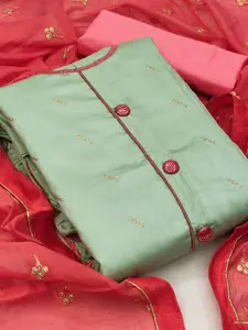 MANVAA Ethnic Motifs Embroidered Thread Work Modal Chanderi Unstitched Dress Material