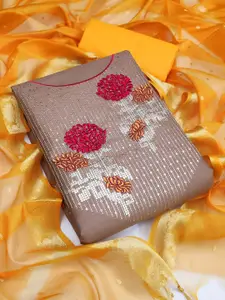 MANVAA Floral Embroidered Sequinned Unstitched Dress Material