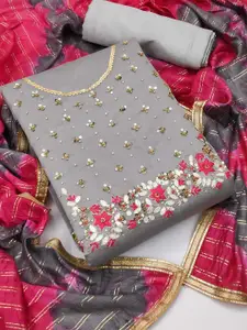 MANVAA Floral Embellished Sequinned Unstitched Dress Material