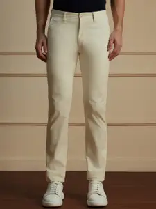 Peter England Casuals Men Cream-Coloured Slim Fit Trousers